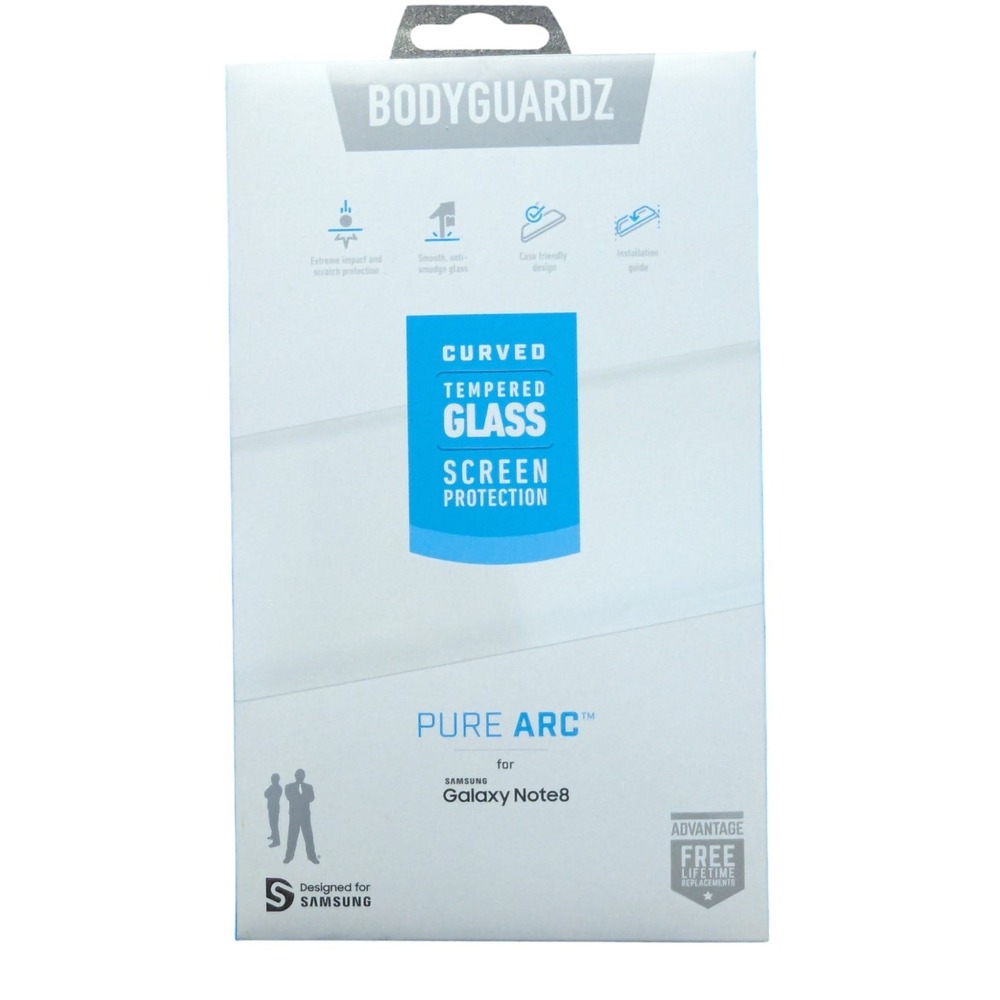 F4.‎ BodyGuardz Pure Arc Privacy Samsung Galaxy Note8, Curved Tempered Glass